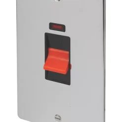 Schneider Electric Ultimate Low Profile 50A 2-Gang DP Control Switch Polished Chrome With Neon With Black Inserts
