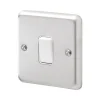 MK Contoura 10A 1-Gang 2-Way Switch Brushed Stainless Steel With White Inserts -British General Shop 436RG P