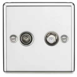 Knightsbridge CL014PC 2-Gang Isolated Coaxial TV & F-Type Satellite Socket Polished Chrome