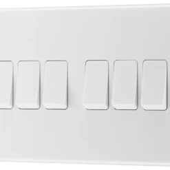 British General 800 Series 20A 16AX 6-Gang 2-Way Light Switch White