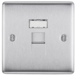 British General Nexus Metal RJ45 Ethernet Socket Brushed Steel -British General Shop 438XG A1