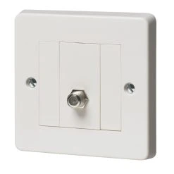 Crabtree Capital 1-Gang F-Type Satellite Socket White With Colour-Matched Inserts