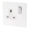 Varilight 13AX 1-Gang DP Switched Plug Socket Ice White With White Inserts -British General Shop 44074 P