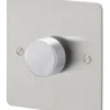 MK Edge 1-Gang 2-Way Dimmer Switch Brushed Stainless Steel -British General Shop 446FF P