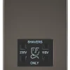 Knightsbridge FP8900GM 2-Gang Dual Voltage Shaver Socket 115 V / 230V Gunmetal With Black Inserts -British General Shop 446TX P