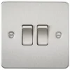 Knightsbridge FP3000BC 10AX 2-Gang 2-Way Light Switch Brushed Chrome -British General Shop 446TY P