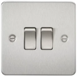 Knightsbridge FP3000BC 10AX 2-Gang 2-Way Light Switch Brushed Chrome