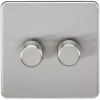 Knightsbridge SF2182BC 2-Gang 2-Way LED Dimmer Switch Brushed Chrome -British General Shop 447TY P