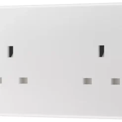 British General 800 Series 13A 2-Gang Unswitched Socket White With White Inserts