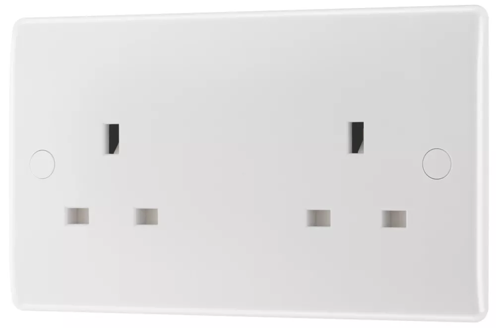 British General 800 Series 13A 2-Gang Unswitched Socket White With White Inserts 3 British General 800 Series 13A 2-Gang Unswitched Socket White With White Inserts