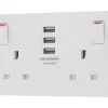British General 900 Series 13A 2-Gang SP Switched Socket + 3.1A 3-Outlet Type A USB Charger White -British General Shop 4492R P