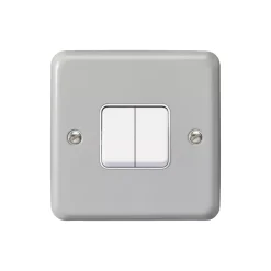 MK Contoura 10A 2-Gang 2-Way Switch Grey With White Inserts -British General Shop 450RG A1
