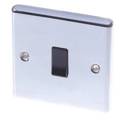 LAP 10AX 1-Gang 2-Way Light Switch Polished Chrome With Black Inserts