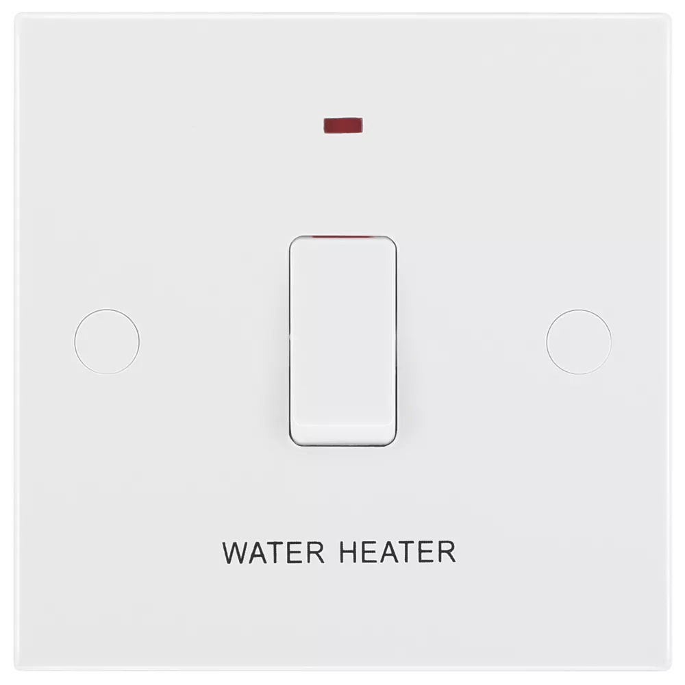 British General 900 Series 20A 1-Gang DP 'Water Heater' Printed Switch White With LED 4 British General 900 Series 20A 1-Gang DP 'Water Heater' Printed Switch White With LED - Image 2