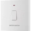 British General 900 Series 20A 1-Gang DP 'Water Heater' Printed Switch White With LED -British General Shop 452XG P