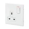 MK Aspect 13A 1-Gang DP Switched Plug Socket White With Colour-Matched Inserts -British General Shop 458FF P