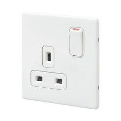 MK Aspect 13A 1-Gang DP Switched Plug Socket White With Colour-Matched Inserts