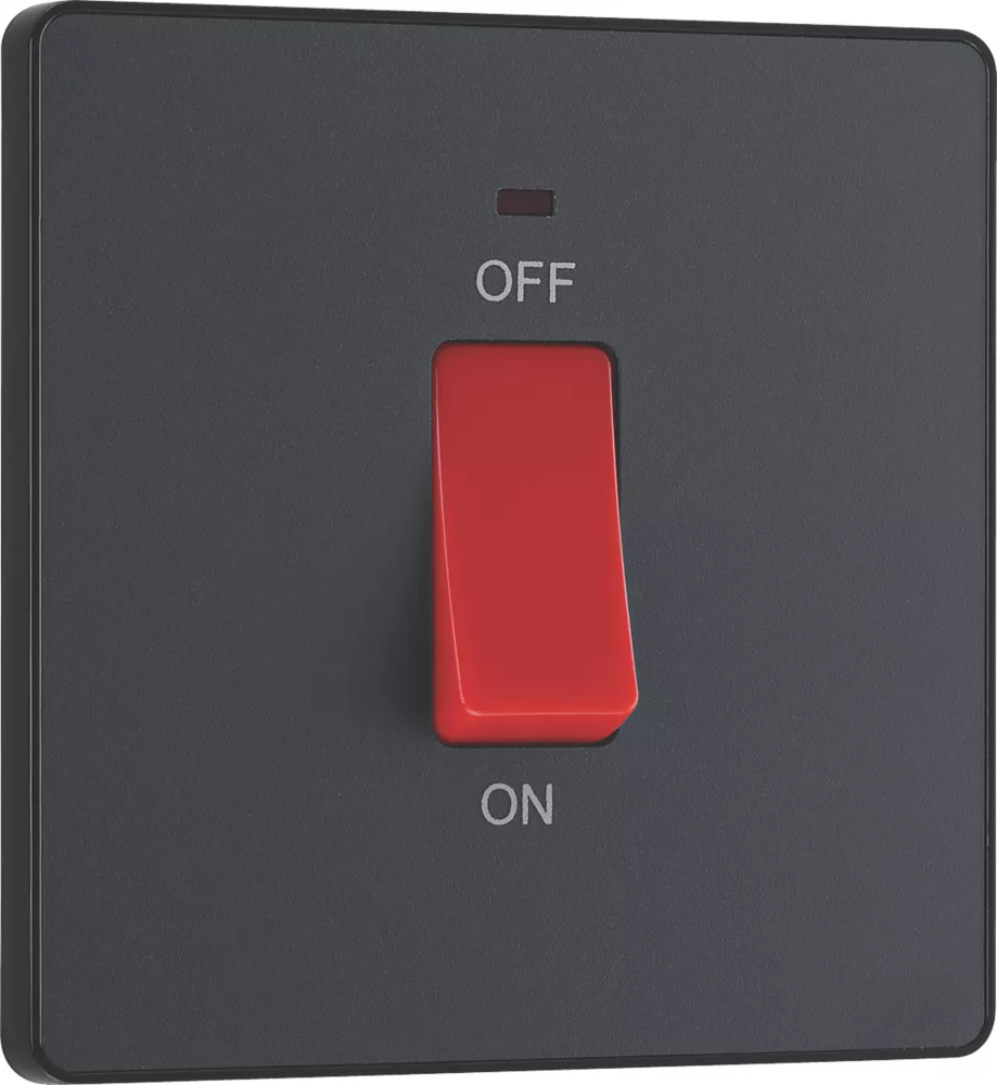 British General Evolve 45A 1-Gang 2-Pole Cooker Switch Grey With LED With Black Inserts 4 British General Evolve 45A 1-Gang 2-Pole Cooker Switch Grey With LED With Black Inserts - Image 2