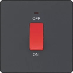 British General Evolve 45A 1-Gang 2-Pole Cooker Switch Grey With LED With Black Inserts 11 British General Evolve 45A 1-Gang 2-Pole Cooker Switch Grey With LED With Black Inserts -British General Shop 458PY A2