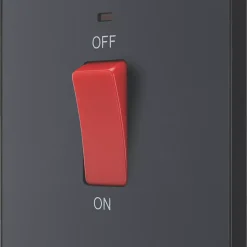 British General Evolve 45A 1-Gang 2-Pole Cooker Switch Grey With LED With Black Inserts