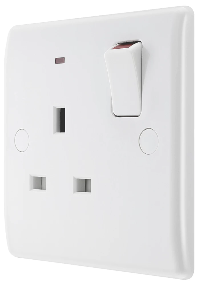 British General 800 Series 13A 1-Gang SP Switched Power Socket White With LED 3 British General 800 Series 13A 1-Gang SP Switched Power Socket White With LED