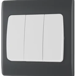 British General Part M 20A 16AX 3-Gang 2-Way Light Switch Charcoal