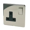 Crabtree Platinum 13A 1-Gang DP Switched Plug Socket Black Nickel With Black Inserts