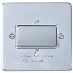 Schneider Electric Ultimate Low Profile 10A 1-Gang 3-Pole Fan Isolator Switch Brushed Chrome With White Inserts