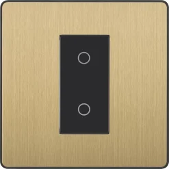 British General Evolve 1-Gang 2-Way LED Single Secondary Trailing Edge Touch Dimmer Switch Satin Brass With Black Inserts -British General Shop 466PY A2
