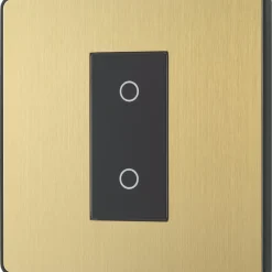 British General Evolve 1-Gang 2-Way LED Single Secondary Trailing Edge Touch Dimmer Switch Satin Brass With Black Inserts -British General Shop 466PY A3