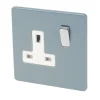 Varilight 13AX 1-Gang DP Switched Plug Socket Sky Blue With White Inserts -British General Shop 4680F P