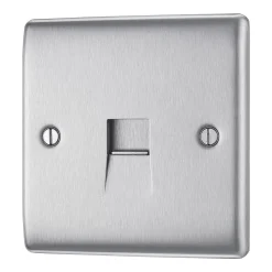 British General Nexus Metal Master Telephone Socket Brushed Steel