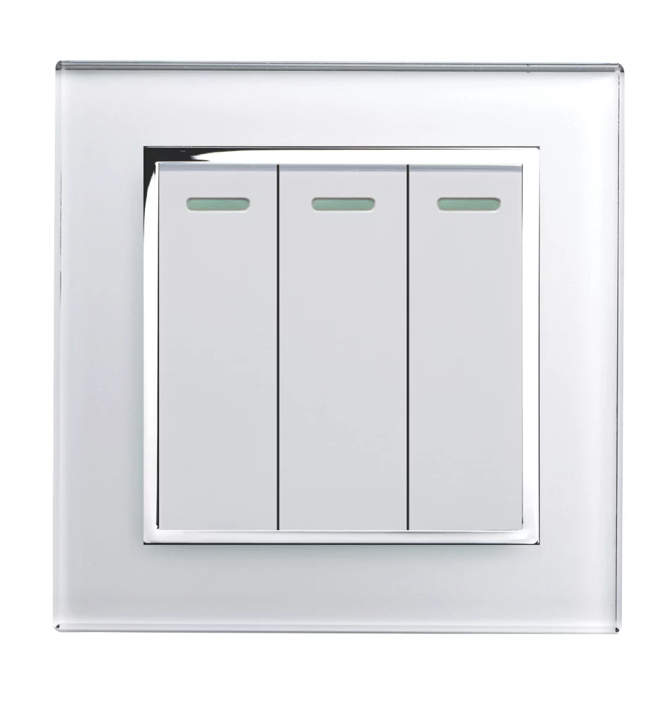 Retrotouch Crystal 10A 3-Gang 2-Way Light Switch White Glass 4 Retrotouch Crystal 10A 3-Gang 2-Way Light Switch White Glass - Image 2