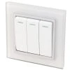 Retrotouch Crystal 10A 3-Gang 2-Way Light Switch White Glass -British General Shop 4732J P