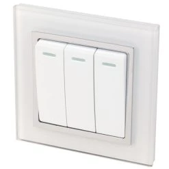Retrotouch Crystal 10A 3-Gang 2-Way Light Switch White Glass
