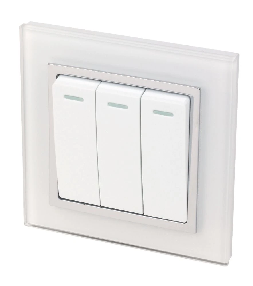 Retrotouch Crystal 10A 3-Gang 2-Way Light Switch White Glass 3 Retrotouch Crystal 10A 3-Gang 2-Way Light Switch White Glass
