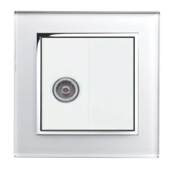 Retrotouch Crystal 1-Gang Coaxial TV Socket White Glass With White Inserts -British General Shop 4743J A1
