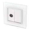 Retrotouch Crystal 1-Gang Coaxial TV Socket White Glass With White Inserts 1 Retrotouch Crystal 1-Gang Coaxial TV Socket White Glass With White Inserts -British General Shop 4743J P