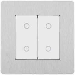 British General Evolve 2-Gang 2-Way LED Double Secondary Touch Trailing Edge Dimmer Switch Brushed Steel With White Inserts 11 British General Evolve 2-Gang 2-Way LED Double Secondary Touch Trailing Edge Dimmer Switch Brushed Steel With White Inserts -British General Shop 474PY A2