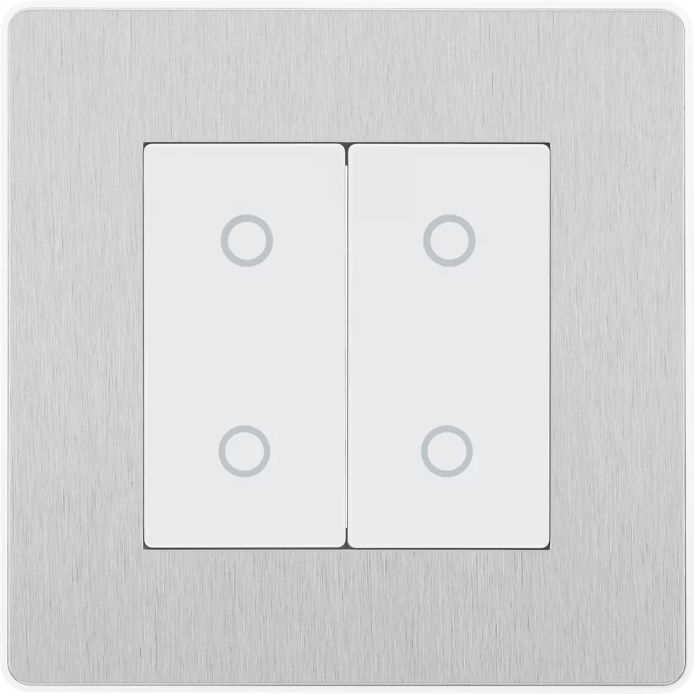 British General Evolve 2-Gang 2-Way LED Double Secondary Touch Trailing Edge Dimmer Switch Brushed Steel With White Inserts 5 British General Evolve 2-Gang 2-Way LED Double Secondary Touch Trailing Edge Dimmer Switch Brushed Steel With White Inserts - Image 3