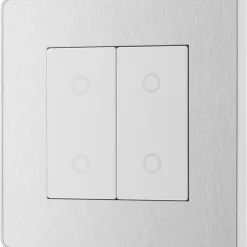 British General Evolve 2-Gang 2-Way LED Double Secondary Touch Trailing Edge Dimmer Switch Brushed Steel With White Inserts 12 British General Evolve 2-Gang 2-Way LED Double Secondary Touch Trailing Edge Dimmer Switch Brushed Steel With White Inserts -British General Shop 474PY A3