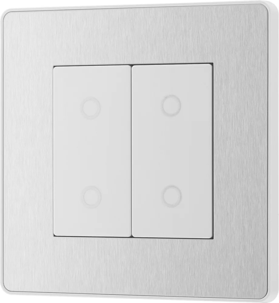 British General Evolve 2-Gang 2-Way LED Double Secondary Touch Trailing Edge Dimmer Switch Brushed Steel With White Inserts 6 British General Evolve 2-Gang 2-Way LED Double Secondary Touch Trailing Edge Dimmer Switch Brushed Steel With White Inserts - Image 4
