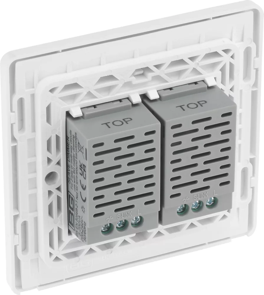 British General Evolve 2-Gang 2-Way LED Double Secondary Touch Trailing Edge Dimmer Switch Brushed Steel With White Inserts 7 British General Evolve 2-Gang 2-Way LED Double Secondary Touch Trailing Edge Dimmer Switch Brushed Steel With White Inserts - Image 5