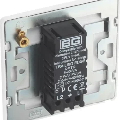 British General Evolve 1-Gang 2-Way LED Trailing Edge Single Push Dimmer Switch With Rotary Control Pearlescent White With White Inserts -British General Shop 475PY A4