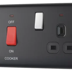 British General Nexus Metal 45A 2-Gang DP Cooker Switch & 13A DP Switched Socket Matt Black With LED With Black Inserts 11 British General Nexus Metal 45A 2-Gang DP Cooker Switch & 13A DP Switched Socket Matt Black With LED With Black Inserts -British General Shop 47756 A2