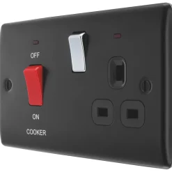 British General Nexus Metal 45A 2-Gang DP Cooker Switch & 13A DP Switched Socket Matt Black With LED With Black Inserts 12 British General Nexus Metal 45A 2-Gang DP Cooker Switch & 13A DP Switched Socket Matt Black With LED With Black Inserts -British General Shop 47756 A3
