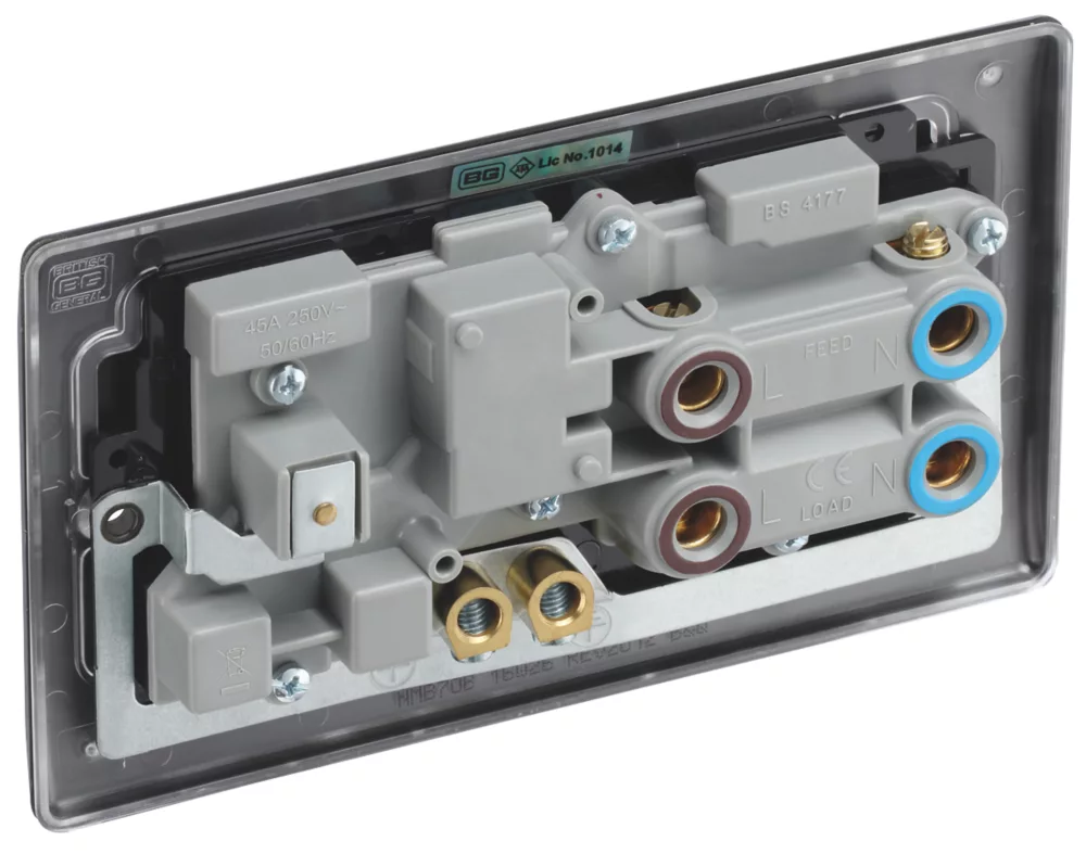British General Nexus Metal 45A 2-Gang DP Cooker Switch & 13A DP Switched Socket Matt Black With LED With Black Inserts 7 British General Nexus Metal 45A 2-Gang DP Cooker Switch & 13A DP Switched Socket Matt Black With LED With Black Inserts - Image 5