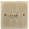 Knightsbridge CSTOG2AB 10AX 2-Gang 2-Way Light Switch Antique Brass -British General Shop 477TY P