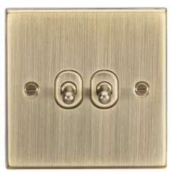 Knightsbridge CSTOG2AB 10AX 2-Gang 2-Way Light Switch Antique Brass