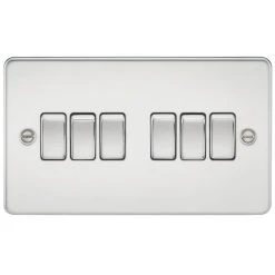 Knightsbridge FP4200PC 10AX 6-Gang 2-Way Light Switch Polished Chrome